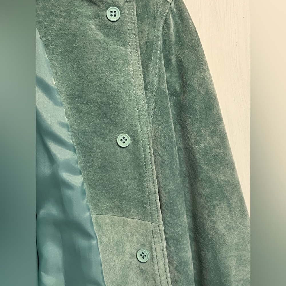 Atelier by B Thomas Teal Leather shirt/jacket Sz M - Picture 9 of 15